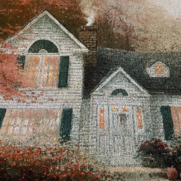 Thomas Kincade Light-up Country house Hanging Tapestry 35" x 25" Works Great! - Picture 4 of 8